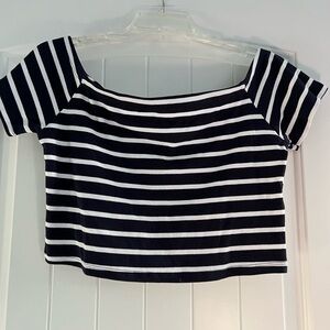 Primark Black and White Fitted Crop Blouse